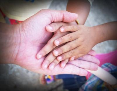Picture of adult and childrens' hands